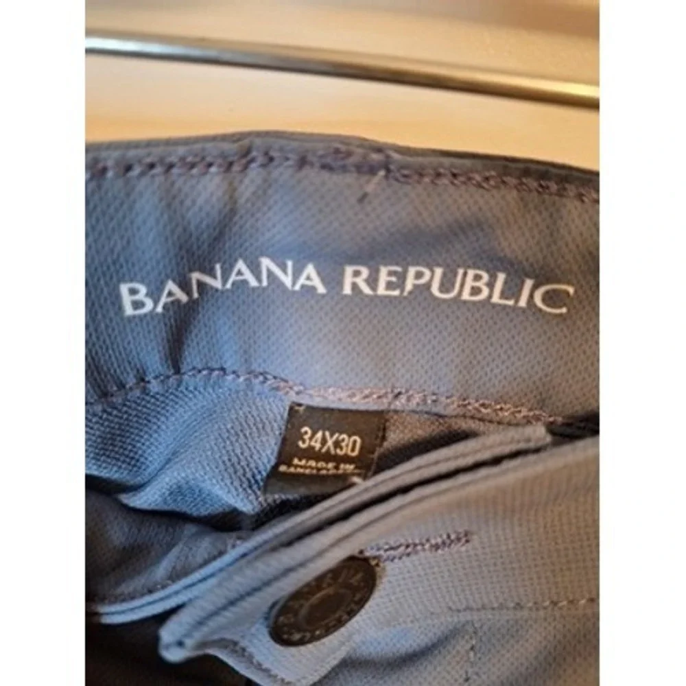 Banana Republic Mens Slate‎ Blue Performance Dress Pants 34x30 Slim Fit Work